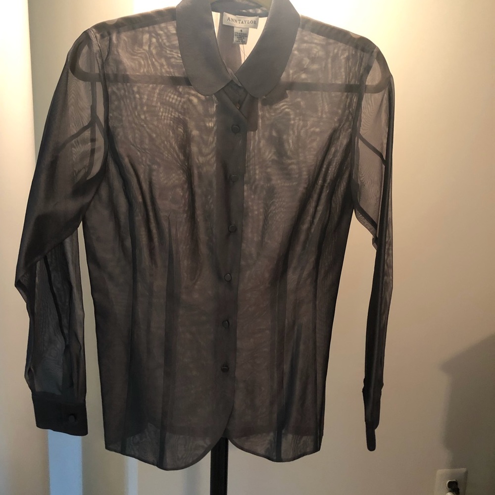 Silver Button Down Dressy Blouse - image 1